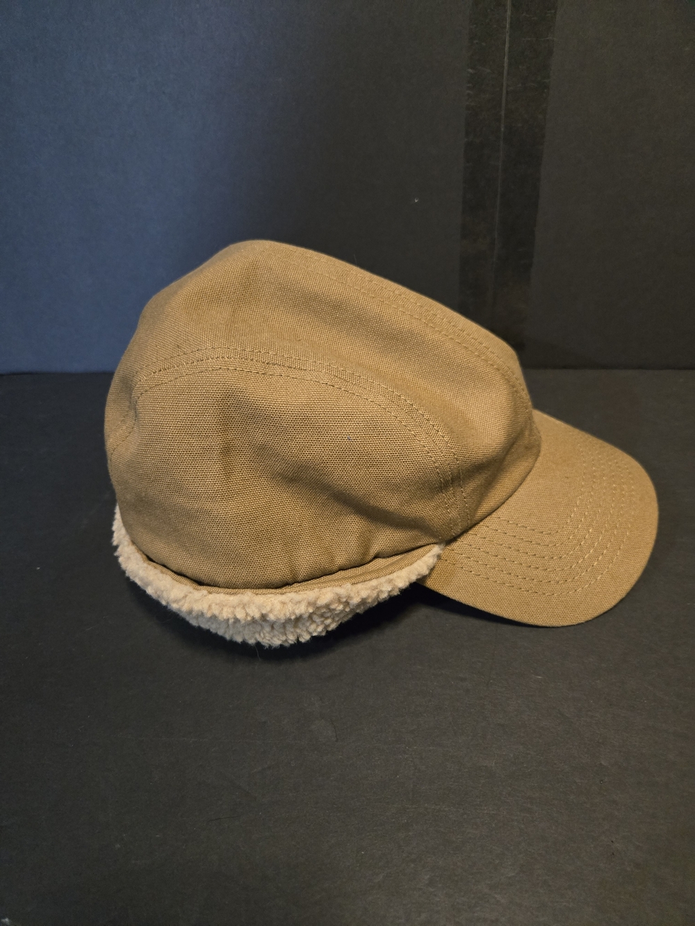 Men's Sherpa-Lined Tan Cap with Brim
